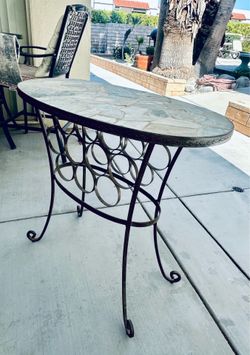 Mosaic stone table oval with metal Legs