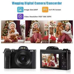 Digital Camera, 4K Cameras for Photography 3.5" IPS Touch Screen WiFi Video Camera Full HD 48MP 1080P Camcorder 16 X Digital Zoom Wide Angle Lens YouT