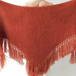 57"W Burnt Orange Shawl Cinnamon Wrap