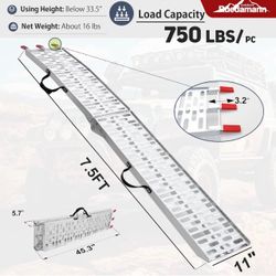 Ruedamann 7.5FT Aluminum Motorcycle Ramp, 750 lbs Capacity, 1 PC