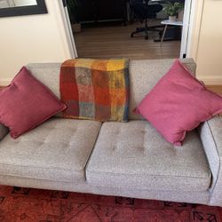 Room and Board 65” Couch - Fabric (Light Grey)