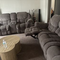 Recliner Couches!! Mid & Large Sized Brown Fabric 