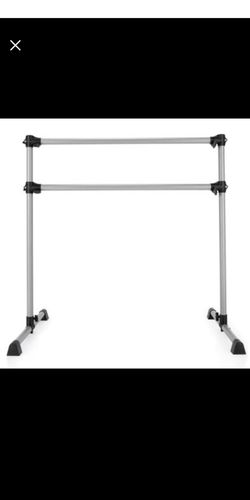 Portable Ballet Barre 4ft Adjustable Double Dance Bar Silver NEW