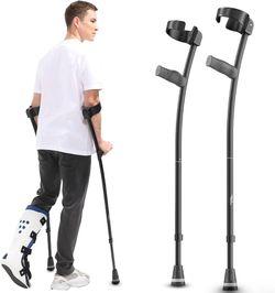 Forearm Crutches Pair Black Adjustable New