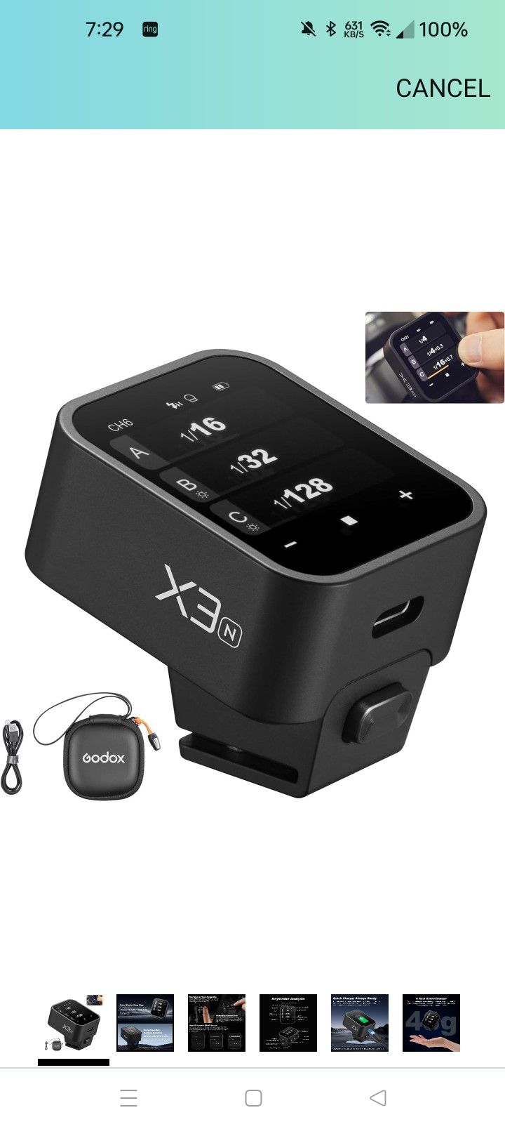 Godox X3N X3 N X3-N TTL Wireless Flash Trigger for Nikon Cameras,Touch Screen OLED TTL Wireless Flash Trigger Transmitter, with TCM Conversion,7 Days
