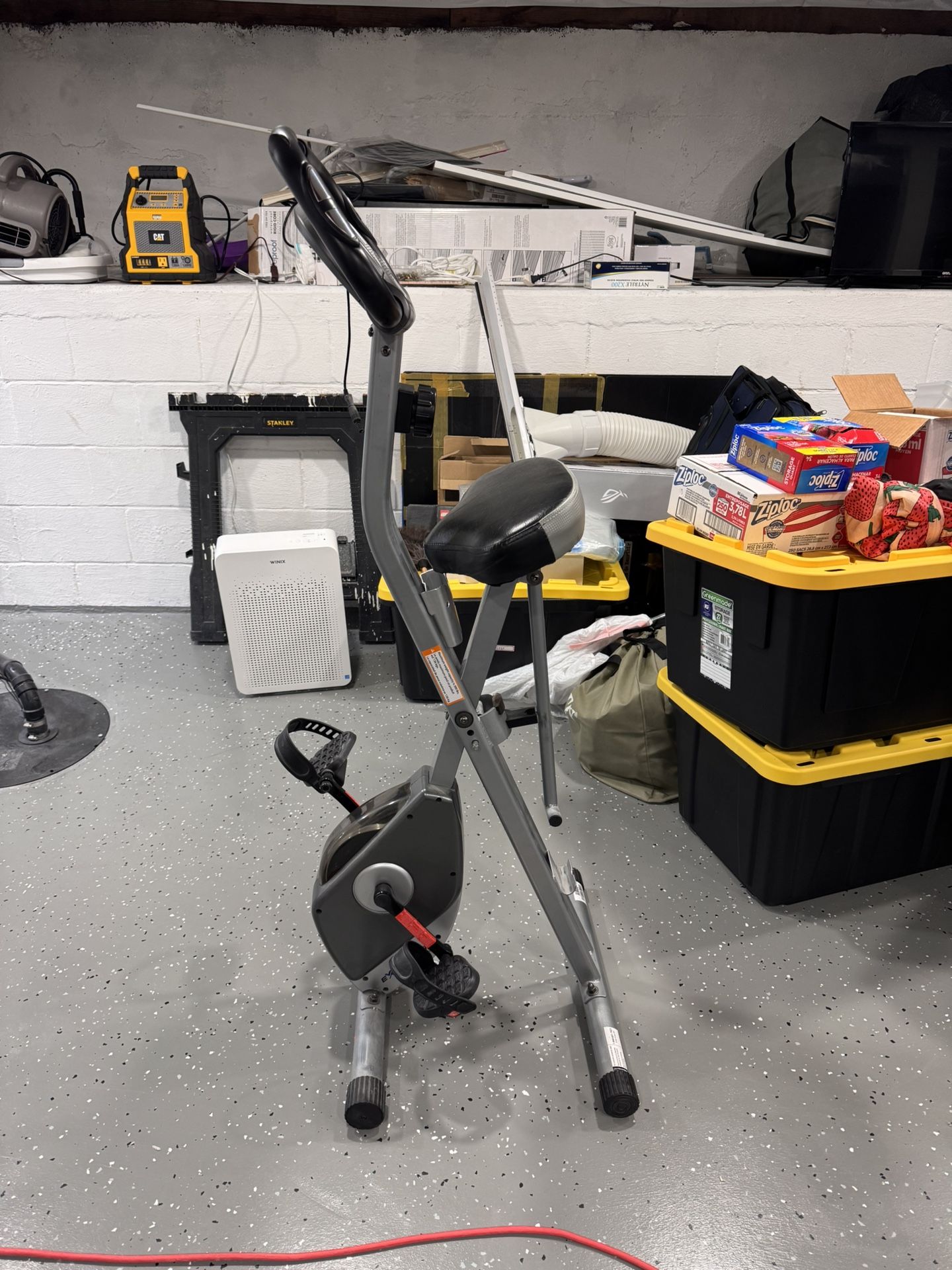 Exerpeutic Foldable Exercise Bike, 8 levels of Resistance Stationary Bicycle with Airsoft Seat, LCD Display to Track Distance, Calories, Time and Spee