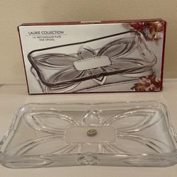 Rectangular Serving Tray- 14 in fine studio crystal - Laurie Collection