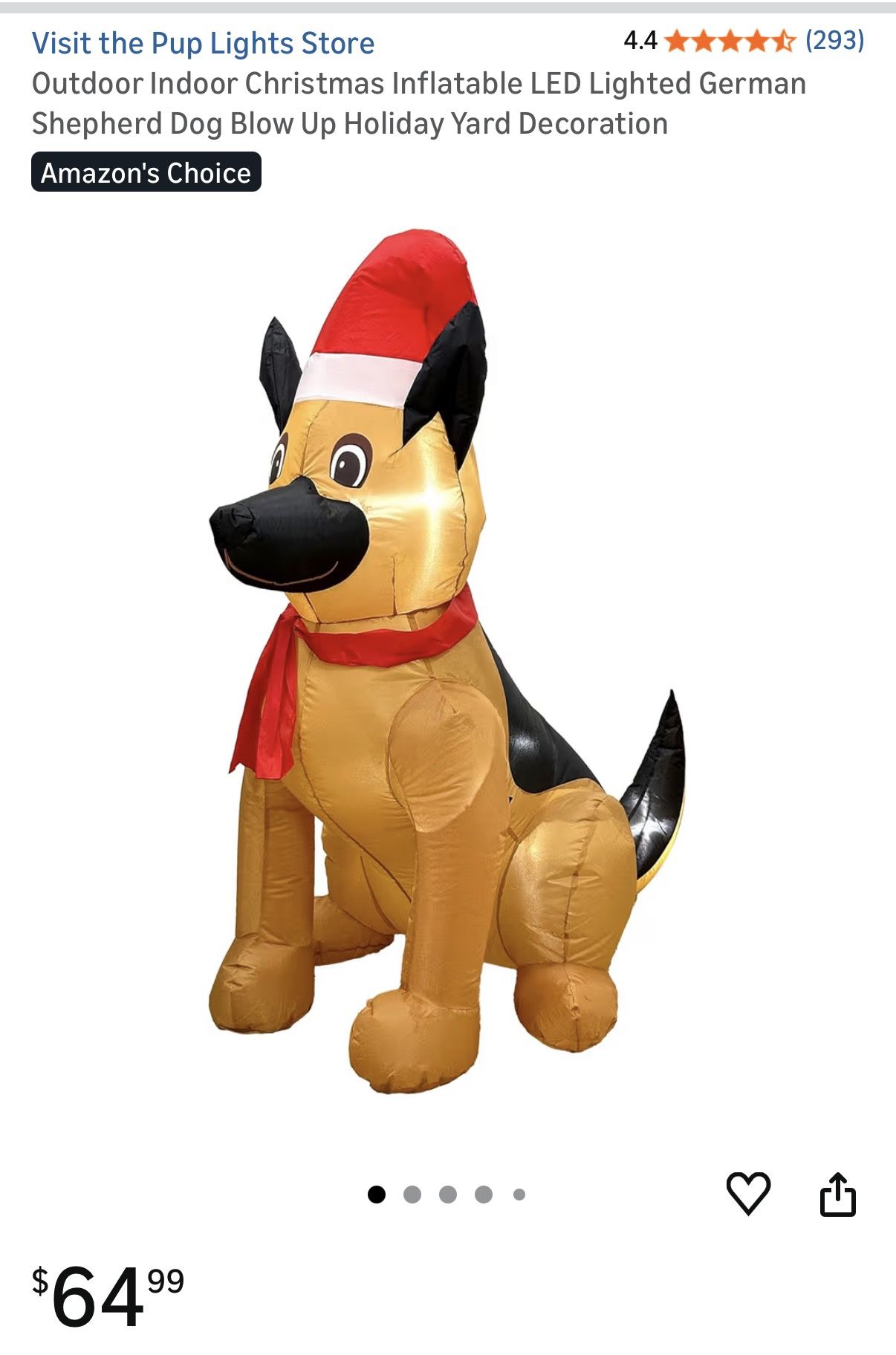 Outdoor Indoor Christmas Inflatable LED Lighted German Shepherd Dog Blow Up Holiday Yard Decoration