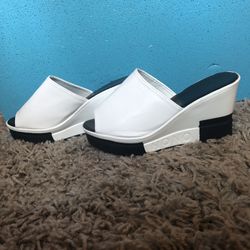 White Wedge Heel