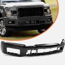 Black Steel Front Bumper Face Bar For Ford F-150 F150 2018– 2020 W/ Fog Hole 