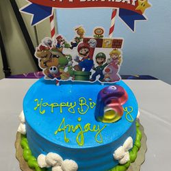Mario bros Birthday Banner And Cake Topper 