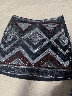 Sequin Mini Skirt Geometric Pattern