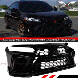 Yofer Design Front Bumper Full Replacement Kit With Tinted Sequential Switch-Back DRL [2022-2026 Honda Civic]