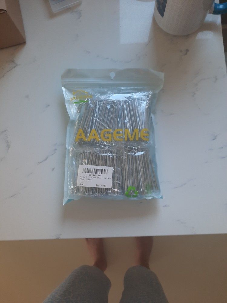 60 Pcs Stainless Steel Curtain Pleat Hooks