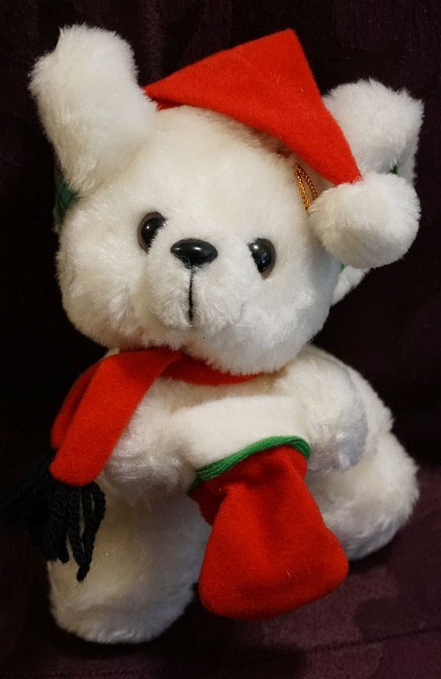 Christmas Puppy Holding Stocking Stuffed Toy