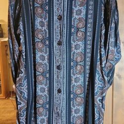 Vintage 1970s Handmade Lightweight Long Sleeved Button Tunic Cultural Pattern