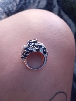 925 blue and white sapphire wedding ring