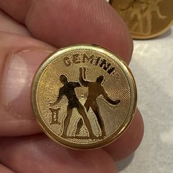 DANTE 70's Zodiac Gemini Gold Tone Cufflinks