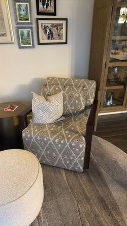Two Upholstered Accent Chair with Wood Arms