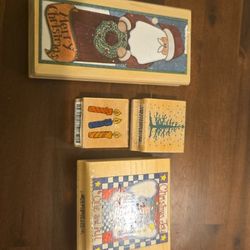 Lot of 4 Christmas Rubber Stamps – Santa, Tree, Candles, Angel – Holiday Craft Bundle