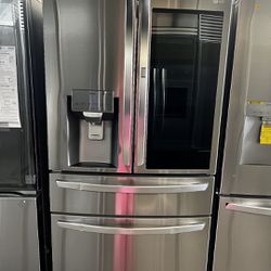 New Open Box Lg Four Door Insta View Refrigerator In Stainless Steel