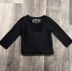 Baby / Toddler Size 12 Month Black Long-Sleeve Ruffled Tee