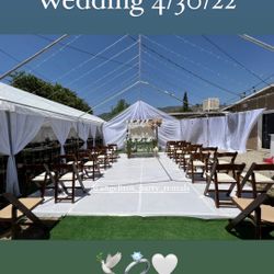 Tables, Chairs, Canopy, Draping 