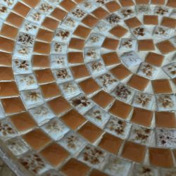 Vintage 8.5in Mosaic Round Tile Tray 