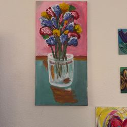 Local Artist Acrylic Flowers Painting 