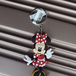 (5) Walt Disney Minnie Mouse Silicone Rubber 3” Parks Keychain Mint