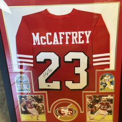 49ers Christian Mccaffrey Signed Custom Framed Jersey 
