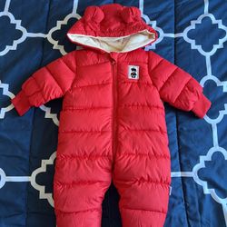 Red Cherry Baby Snowsuit Winter Coat / 0-6 Months