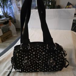 Small Black With White Polka Dot Hand Purse