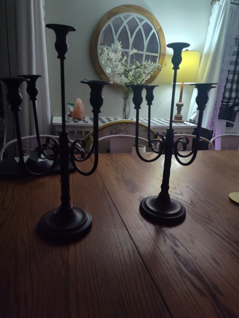 Aluminum Metal Black Candelabras Candle Holders