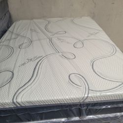 Full Size Organic Cotton Hybrid Cool Gel Memory Foam Mattress And Boxspring 