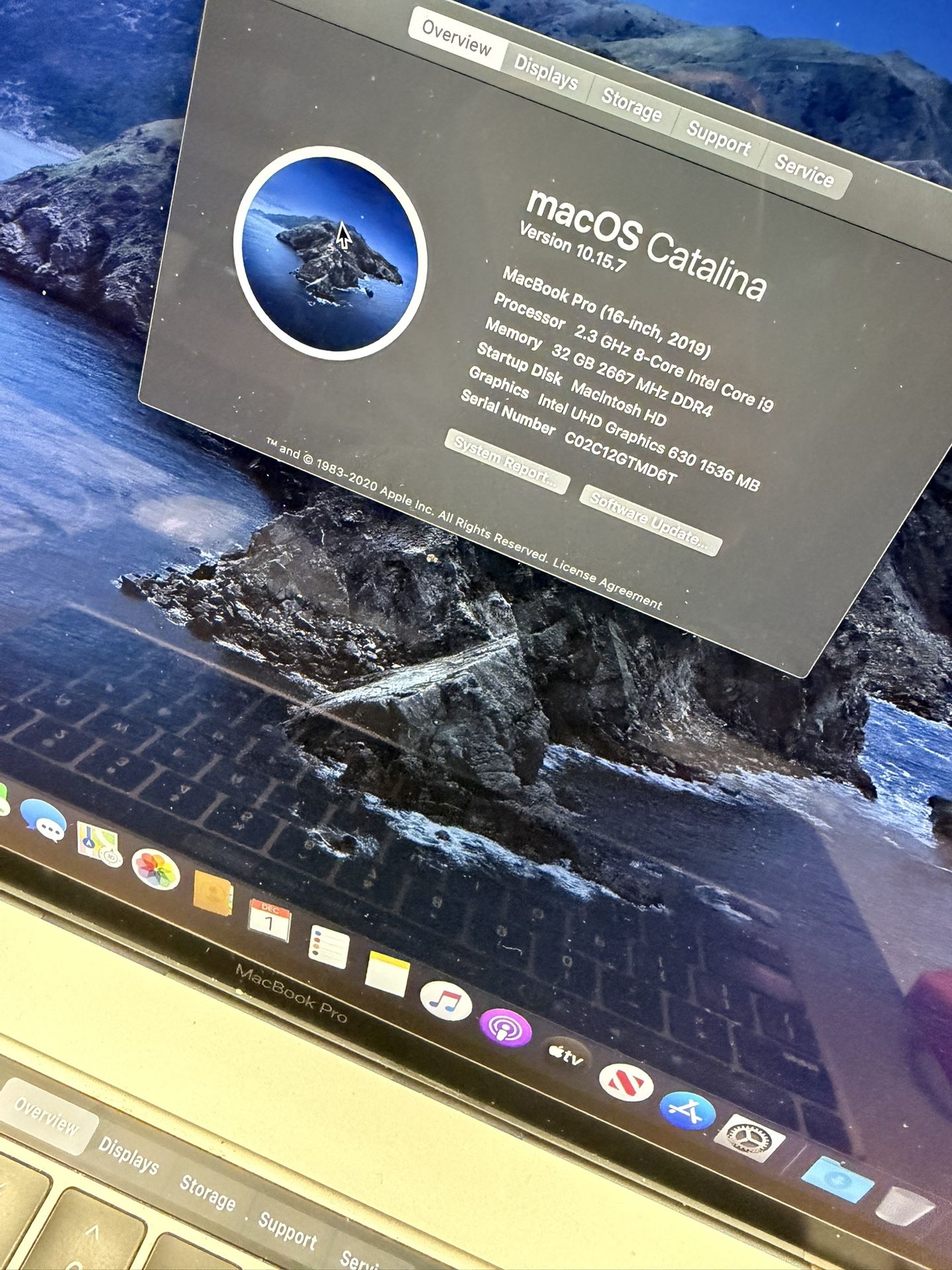 MacBook Pro 2019 16 Inch 32GB Of Ram 1TB Of Storage NO CHARGER INCLUDED