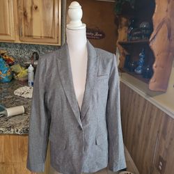 APT 9 Women's Rolled Sleeve Heather Gray Collared Blazer Size 14