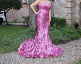 Portia & Scarlett Hot Pink Sequin Mermaid Prom / Formal Dress (Size 8)