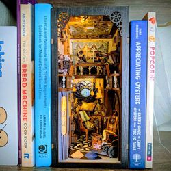 Magic/wizard themed booknook with lights