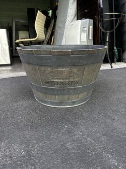 Whiskey barrel plant pot