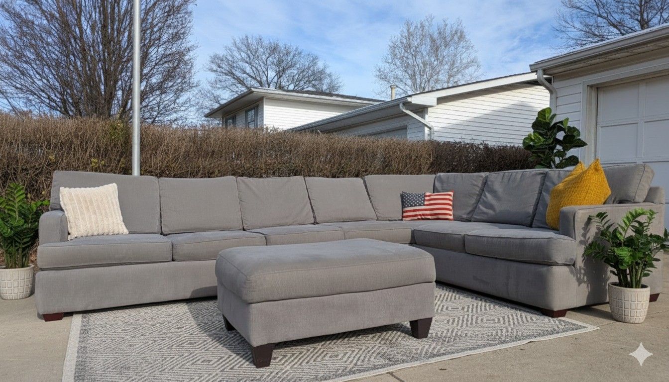 ποΈ Grey 4 Pieces Sectional 144x93 Free Delivery Deep Cleaned