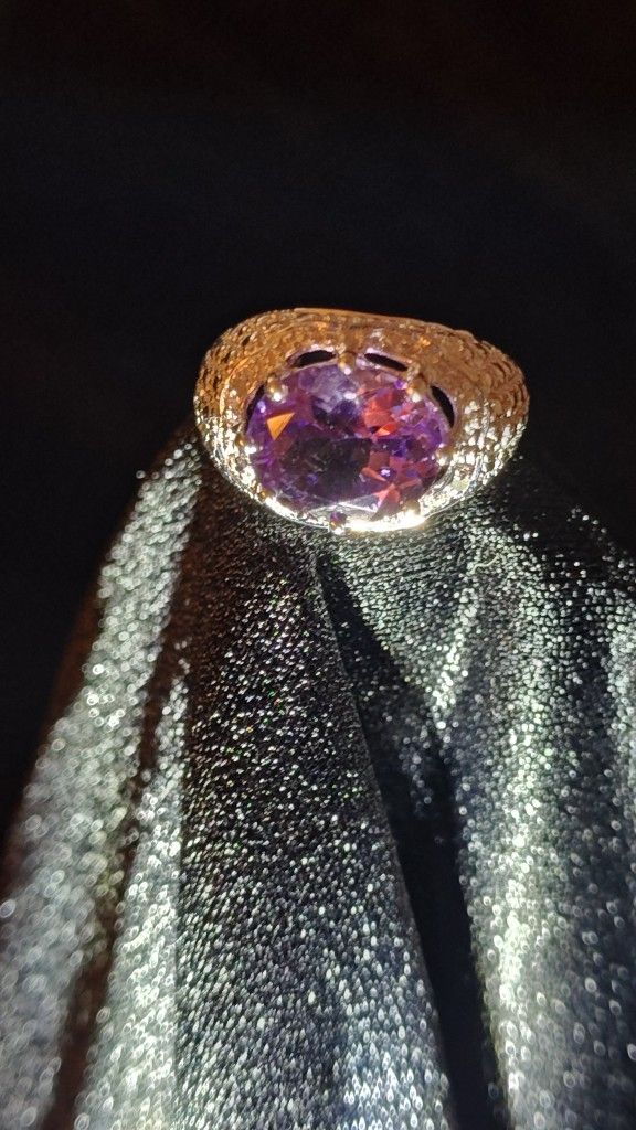 Purple Amethyst And Diamond Ring