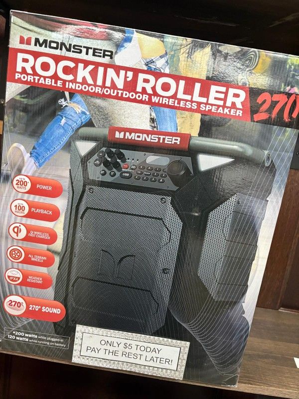 Monster Rockin Roller 270 Wireless Speaker New - Pay $1 today and pay the rest later -