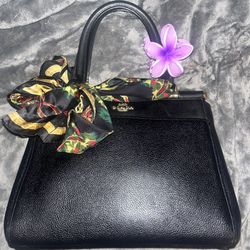 Black leather Grace  Coach bag with gold hardware leather