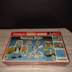 Playskool Walt Disney Mickey Mouse American Bricks Game 115pc Vintage 1977 New