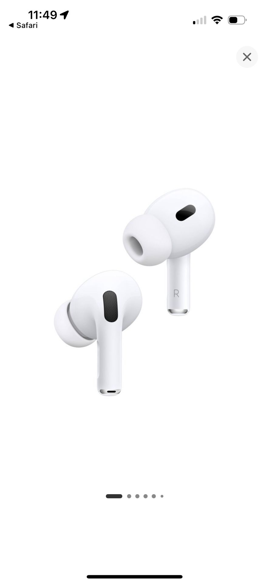 Apple - AirPods Pro2, Wireless Active Noise Cancelling Earbuds With Hearing Aid Feature- White- $220
