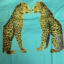 One of One Teal Leopard Graphic T-Shirt | Premium 100% Cotton Exclusive Custom Design Size US M
