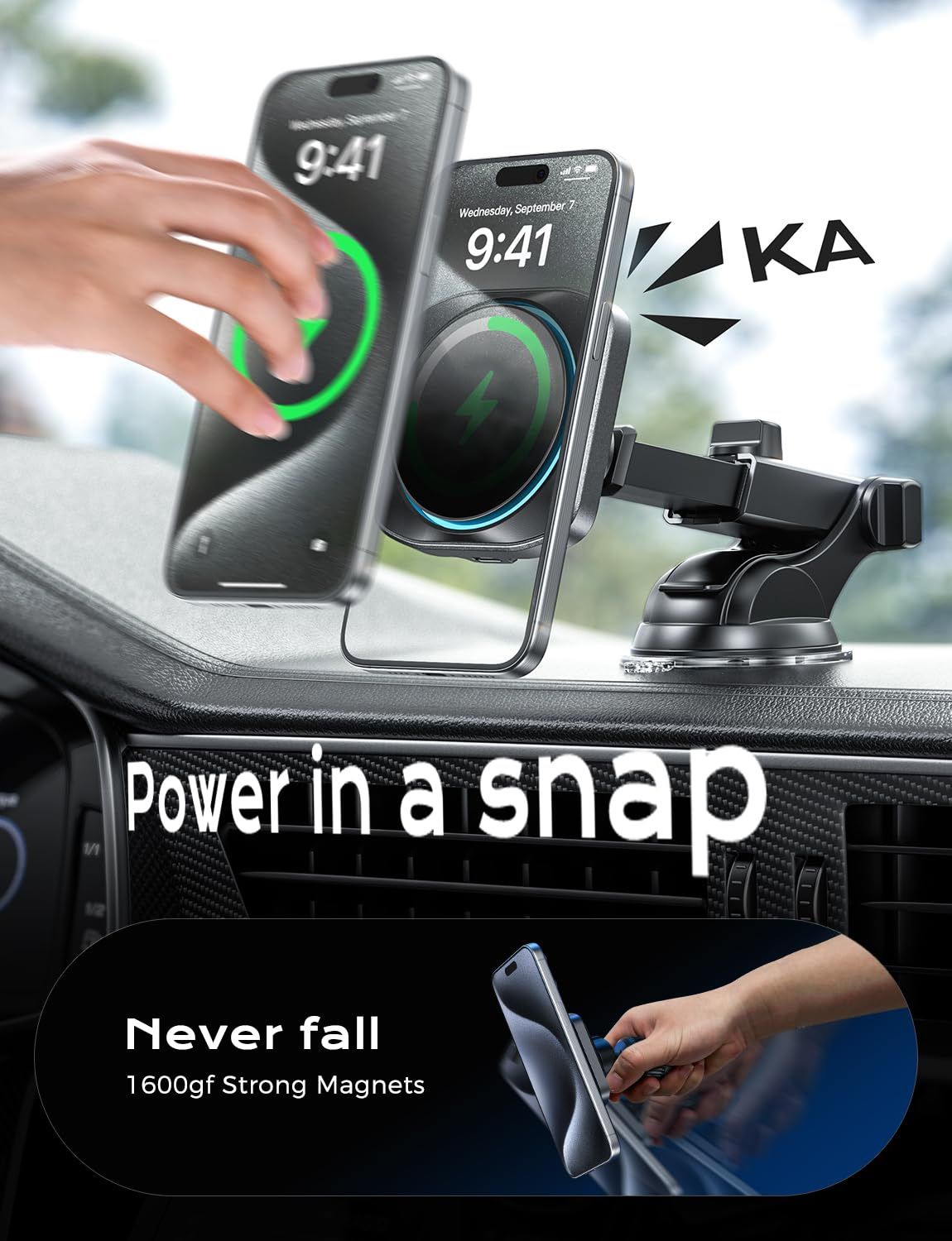 MagSafe Magnetic Wireless Charger Phone Mount Holder in Car Air Vent Windshield Dashboard  New Condition