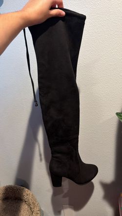 Black Suede Over-the-Knee Heeled Boot