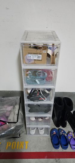 6 Total Stackable Clear Acrylic Shoe Storage Bin Box